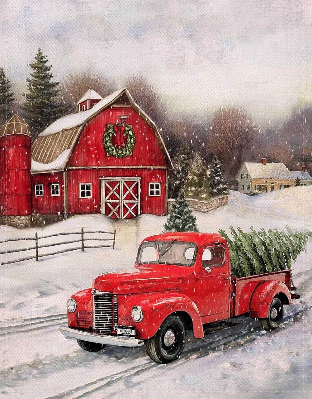 Christmas Diamond Painting Kit – 5D Full Drill Winter Truck Diamond Art for Adults, Parent-Child DIY Interaction, 12×16" Holiday Wall Decor